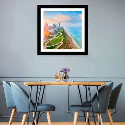 Netanya Coastline at Golden Hour Wall Art