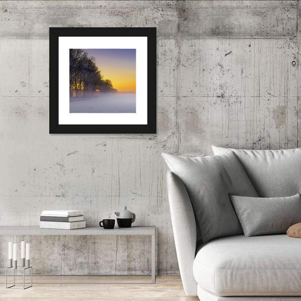 Foggy Winter Sunset Wall Art