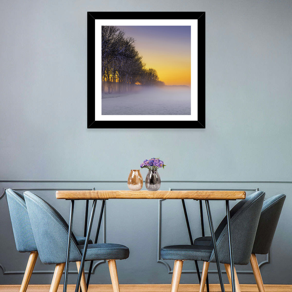 Winter Fog at Sunset Wall Art