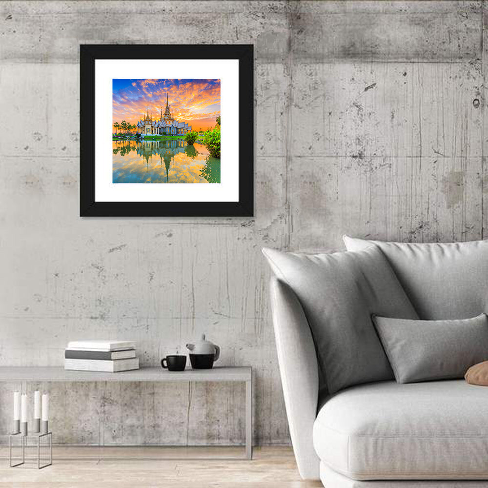 Wat Non Kum Sunset Reflection Wall Art