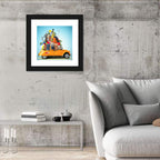 Orange Vintage Car Road Trip Getaway Wall Art