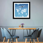 Jet Over Cloud World Map Wall Art