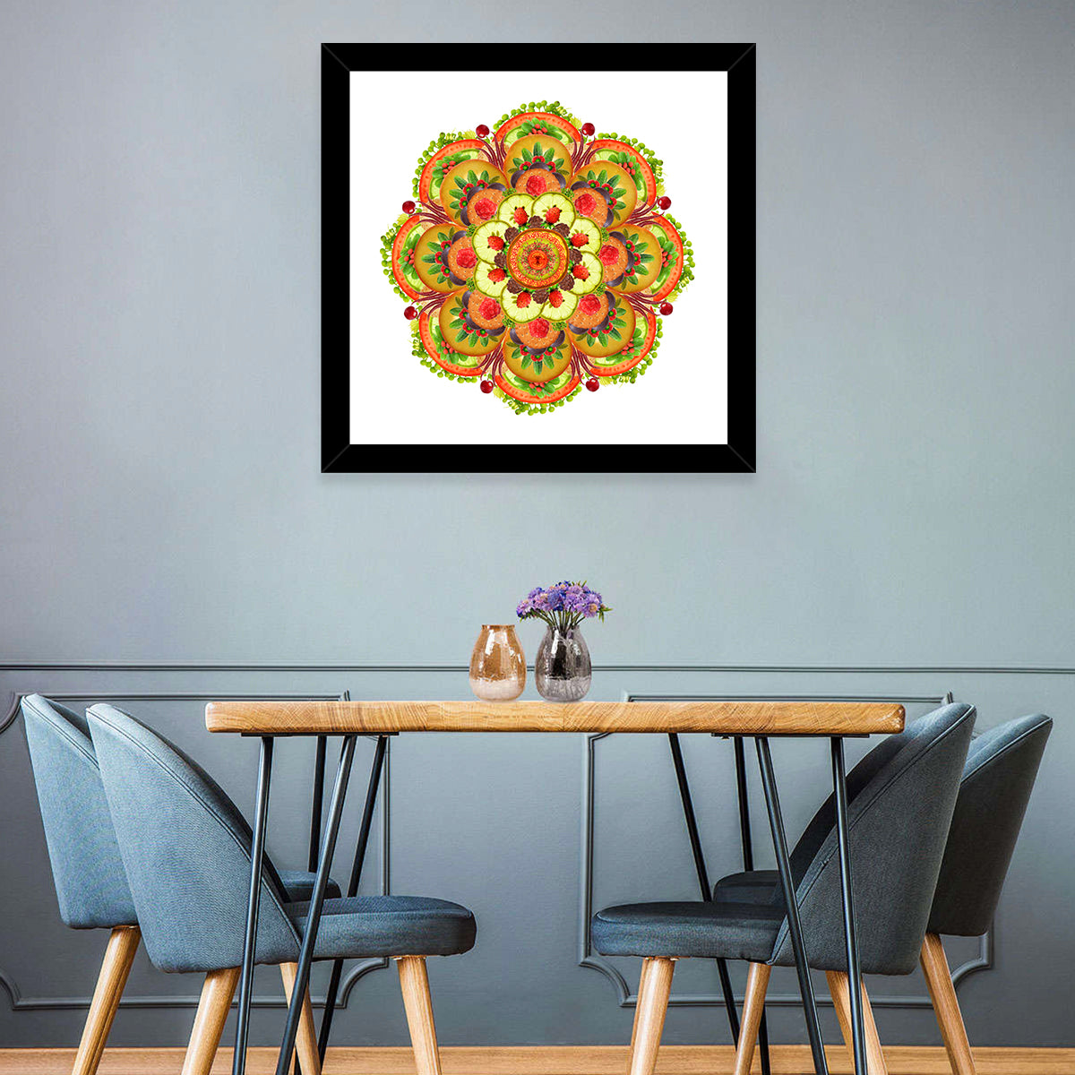 Vegetarian Pizza Mandala Wall Art in a room, square
