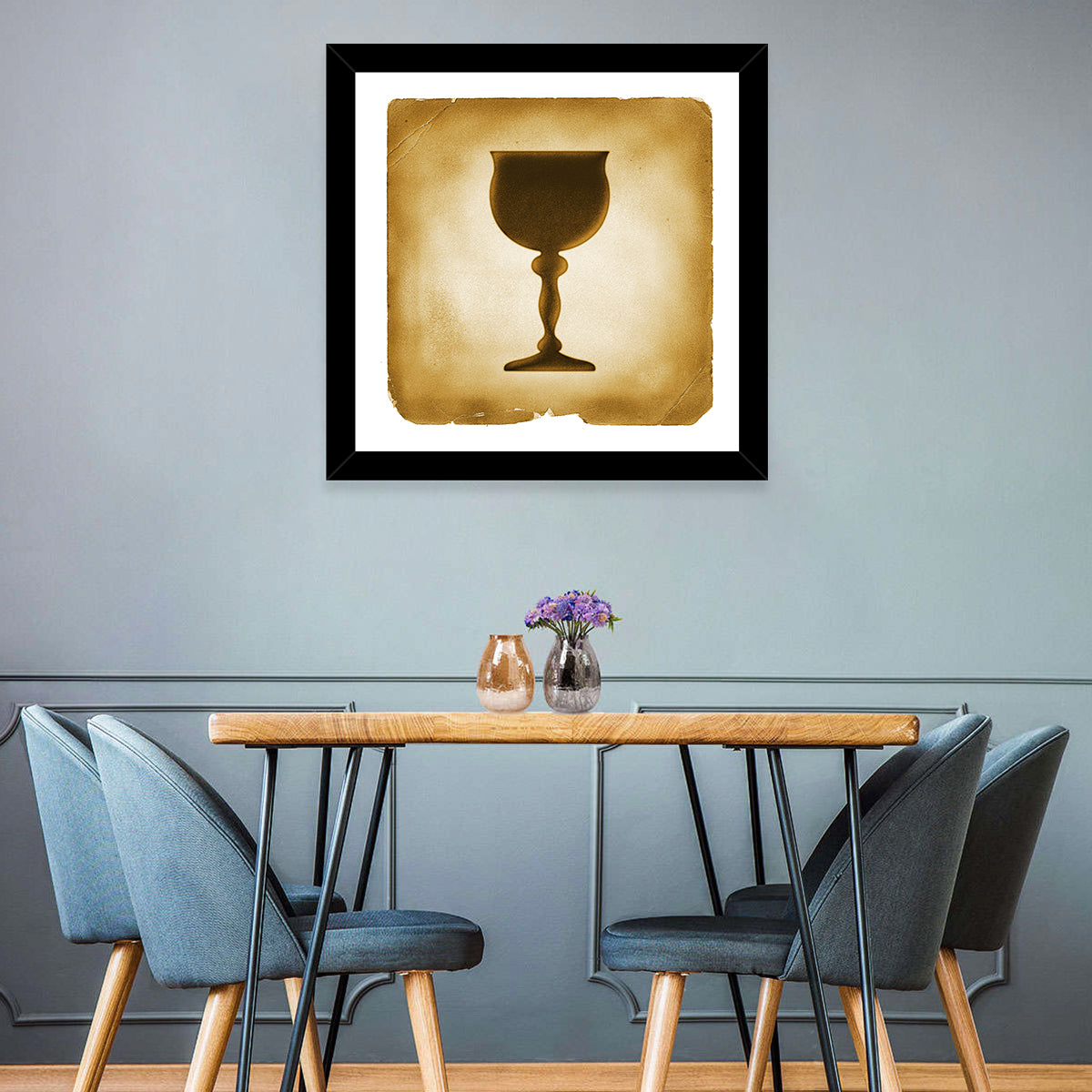 Holy Grail Chalice Illustration Wall Art in a room, square