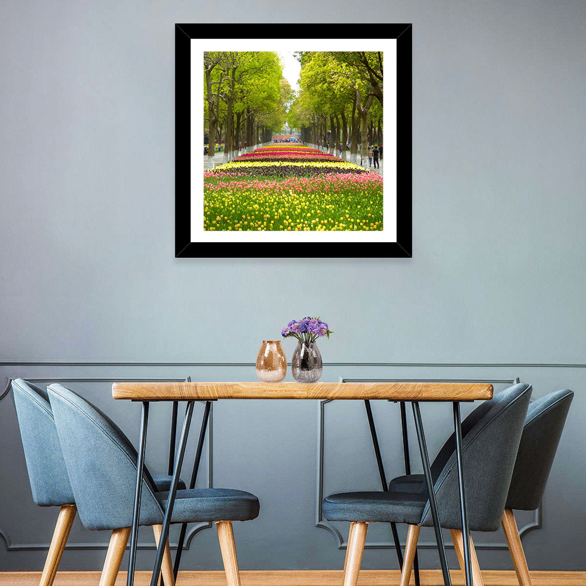Tree-lined Tulip Garden Path Wall Art