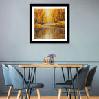 Golden Autumn River Reflection Wall Art