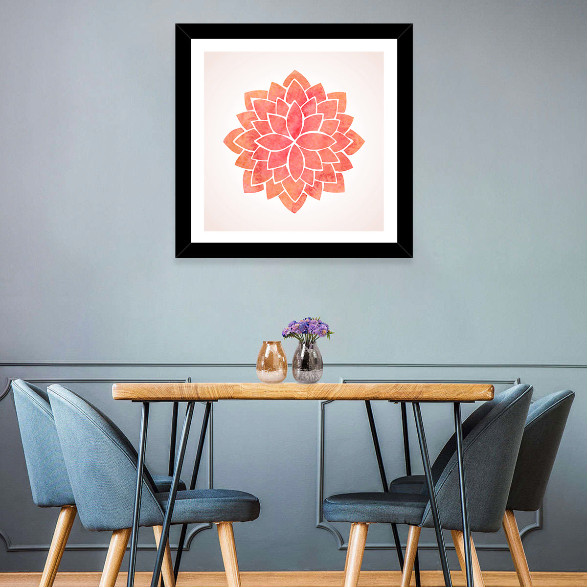 Red Lotus Mandala Wall Art