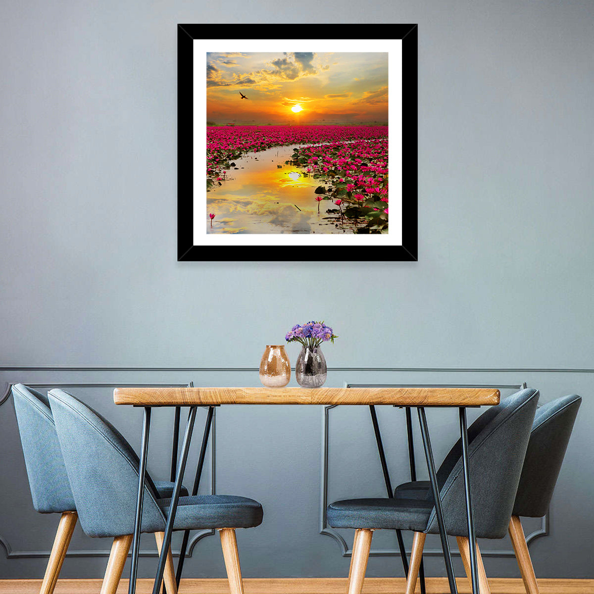 Golden Hour Lotus Field Wall Art
