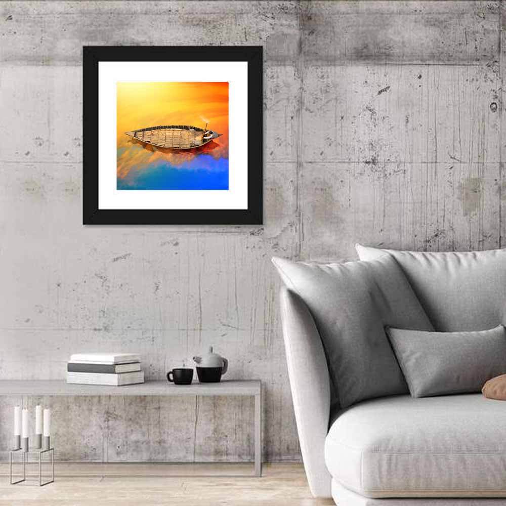 Sunset Rowboat from Above Wall Art