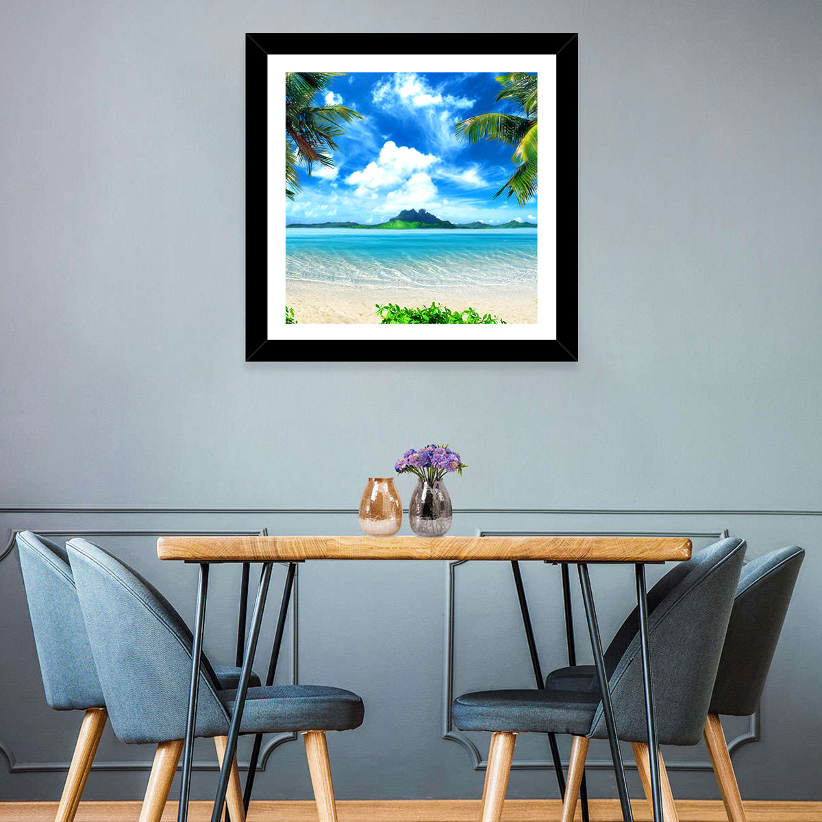 Palm-framed Tropical Island Beach Wall Art