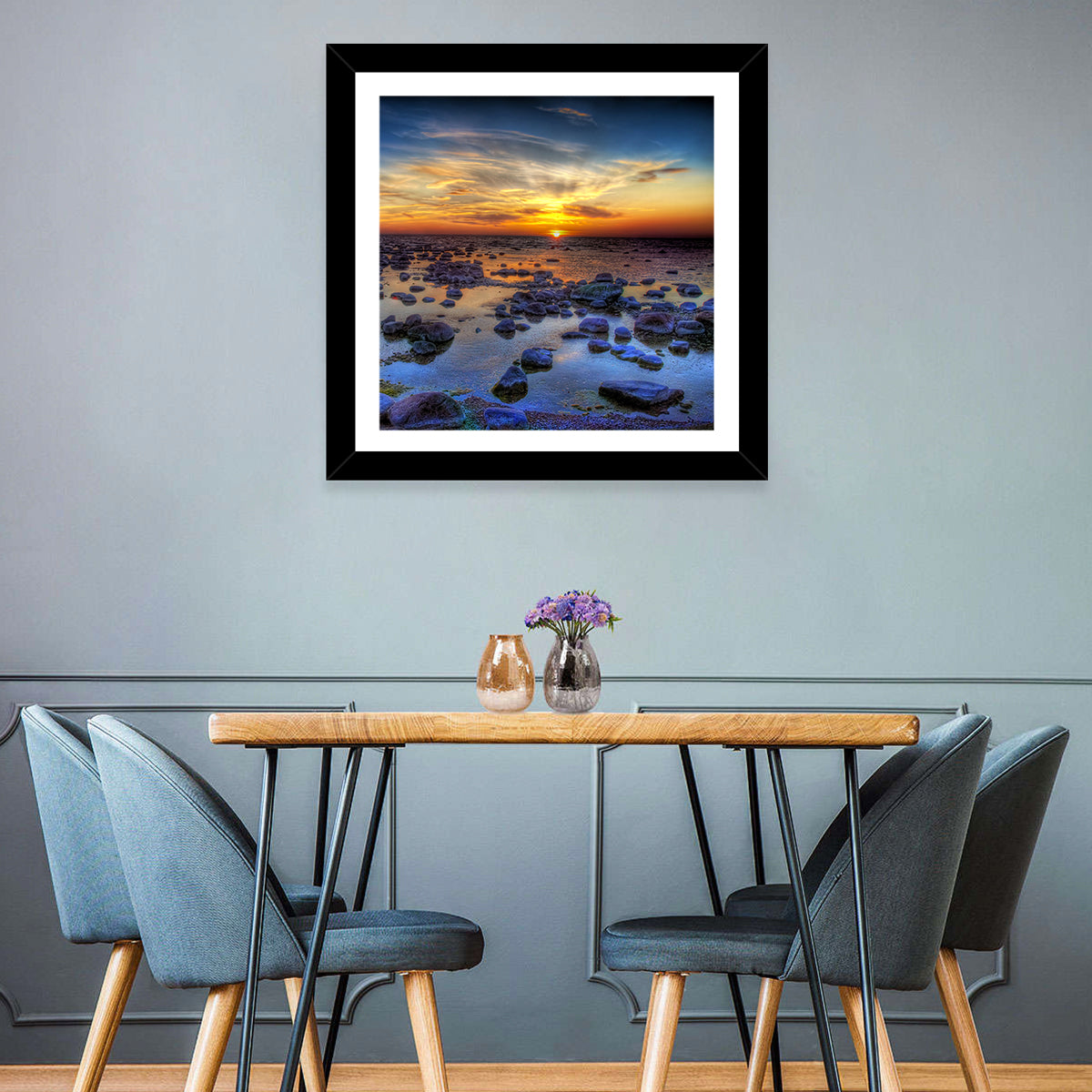Sea Stones at Sunset Wall Art