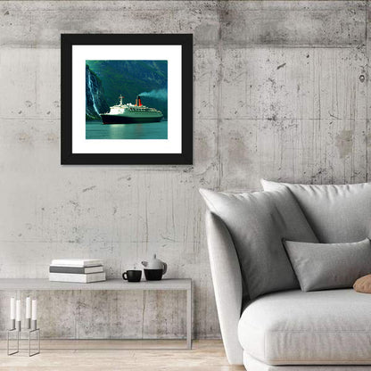 Cruise Ship at Geiranger Fjord Wall Art