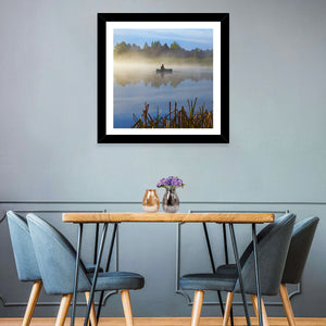 Fisherman in Hazy Lake Wall Art