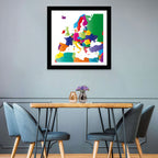 Modern Coloured Map of Europe Wall Art