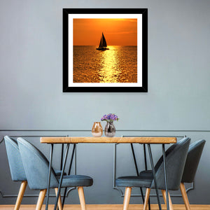 Yacht At Sunset Wall Art