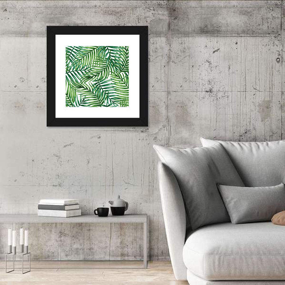 Palm Leaves Pattern Wall Art in a room, square