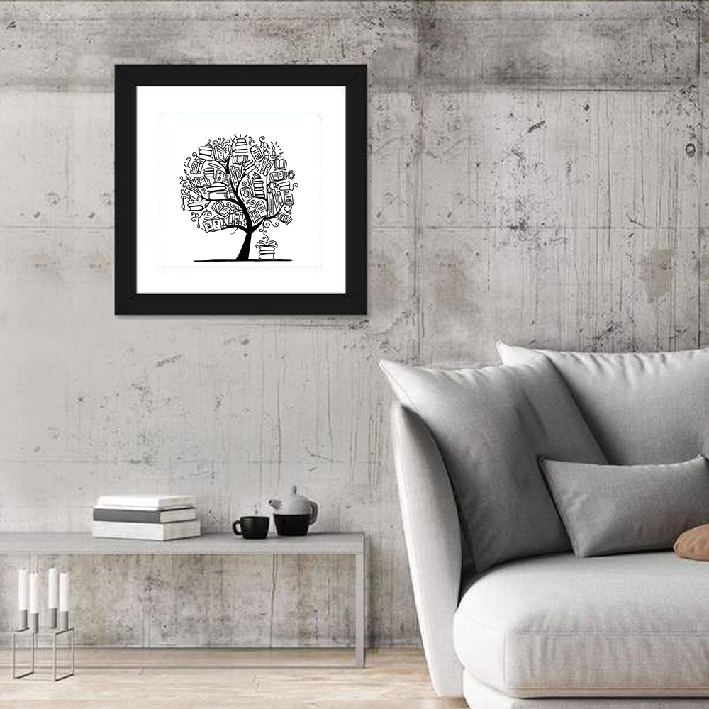 Knowledge Tree Wall Art in a room, square
