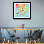 I Love Hong Kong Illustrated Cultural Map Wall Art