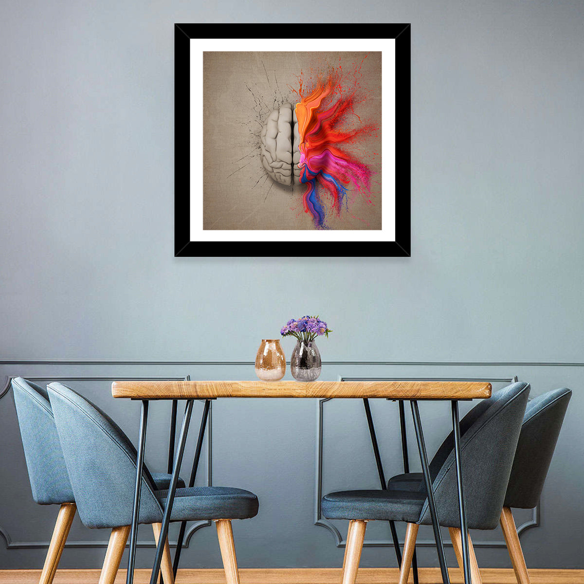Creative Brain Duality Illustration Wall Art