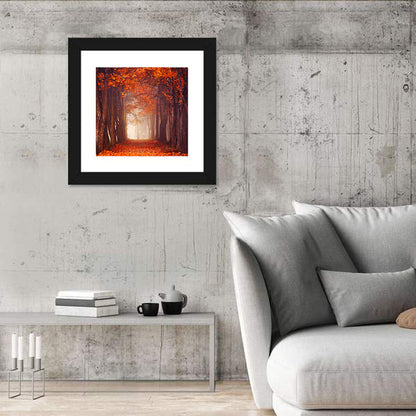 Misty Autumn Forest Path Wall Art
