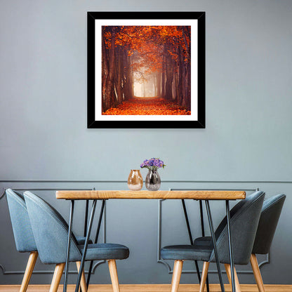 Misty Autumn Forest Path Wall Art