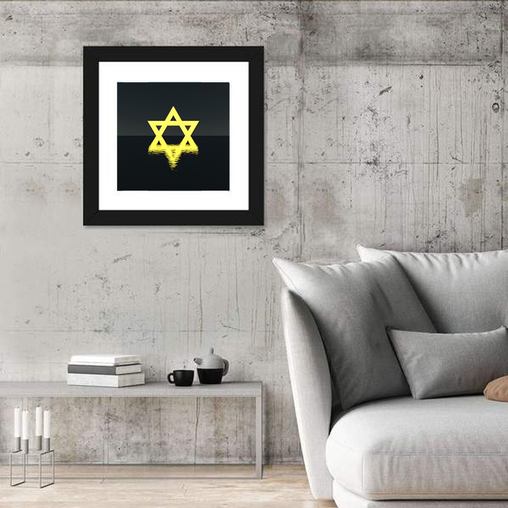 Glowing Star of David Reflection Wall Art