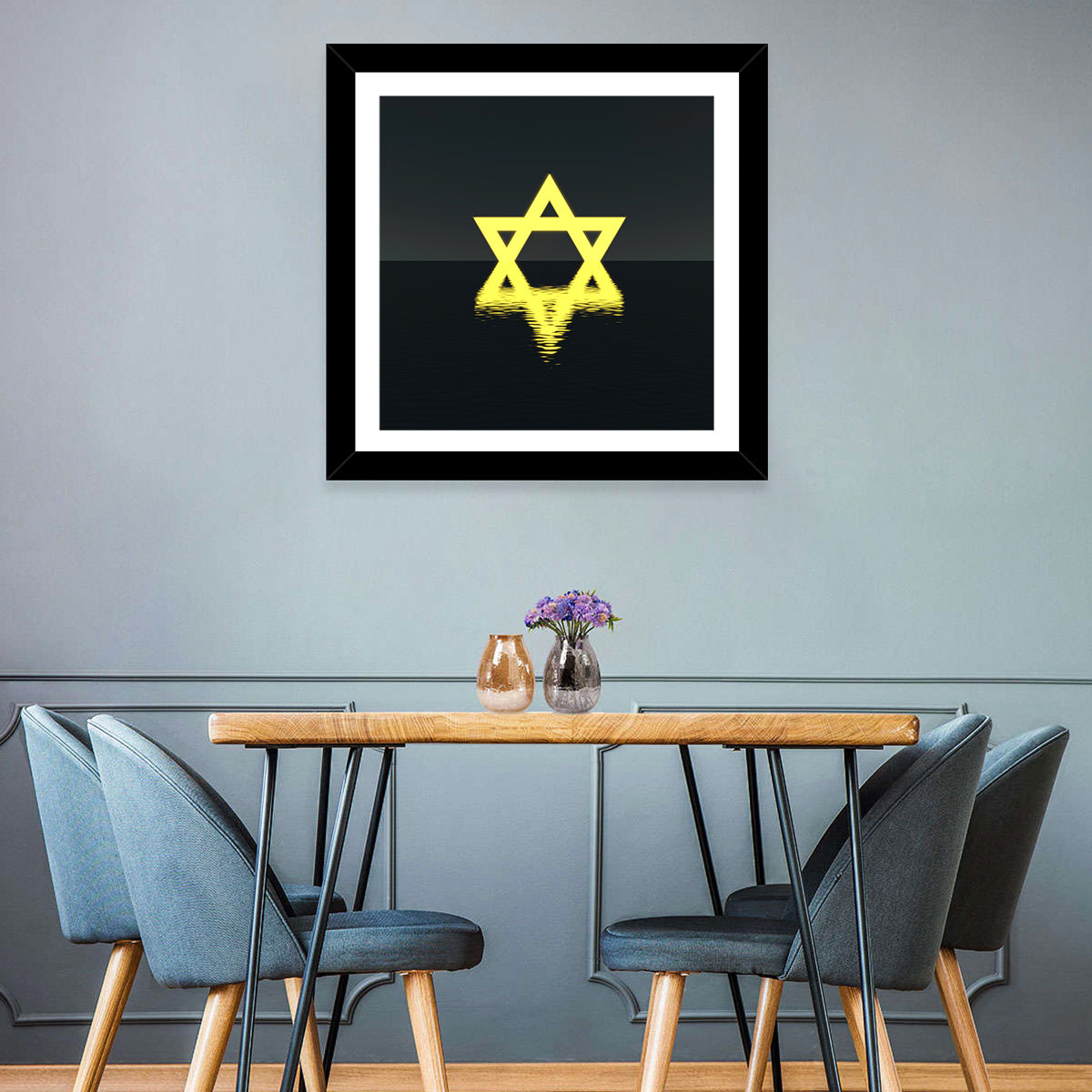 Glowing Star of David Reflection Wall Art