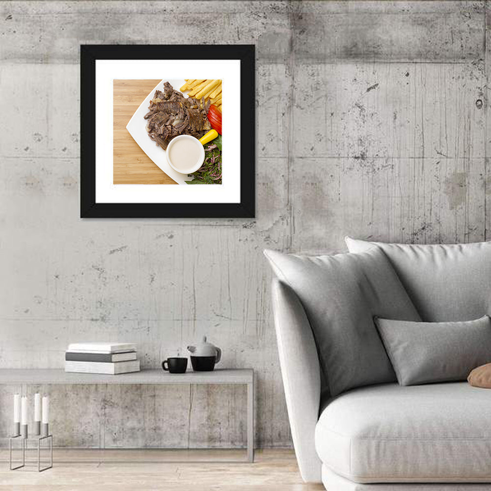 Shawarma and Fries Flat Lay Wall Art