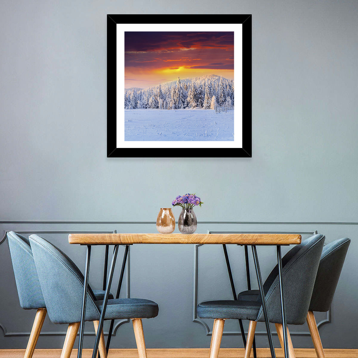 Snowy Forest Sunset Wall Art