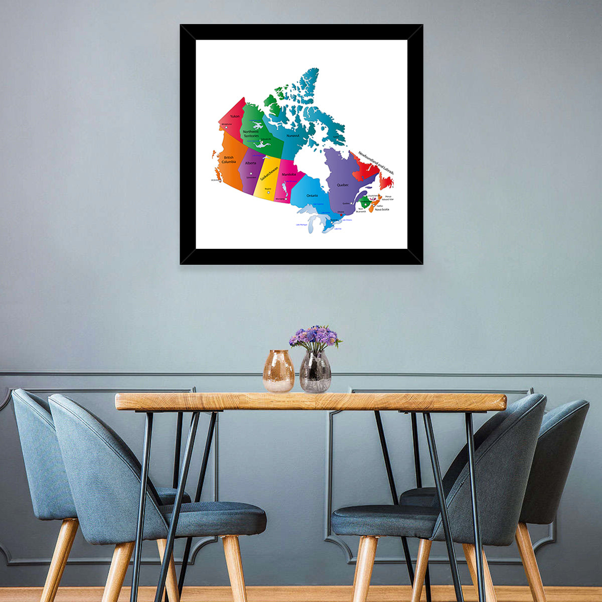 Coloured Canada Map Wall Art