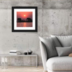 Elephants at Sunset Silhouette Wall Art