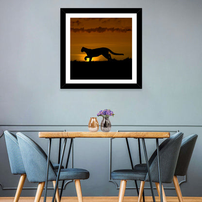 Cougar Silhouette at Sunset Wall Art