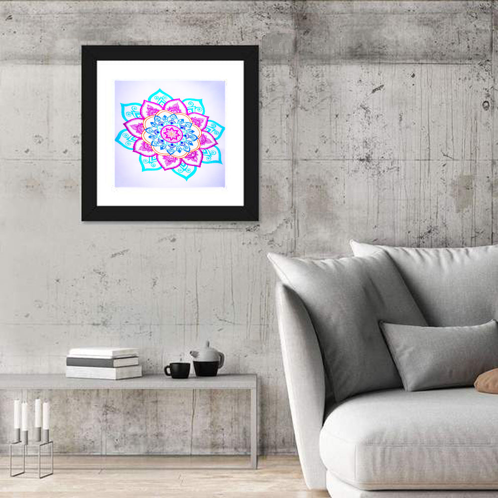 Vibrant Hand-drawn Mandala Flower Pattern Wall Art