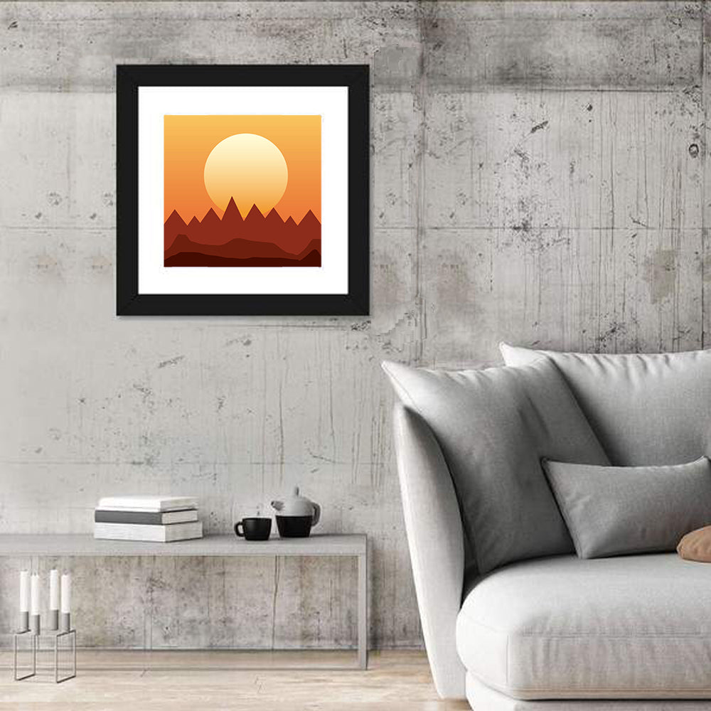 Geometric Mountain Sunset Wall Art