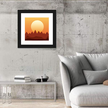 Geometric Mountain Sunset Wall Art