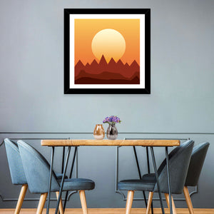 Digital Mountains Sunset Wall Art