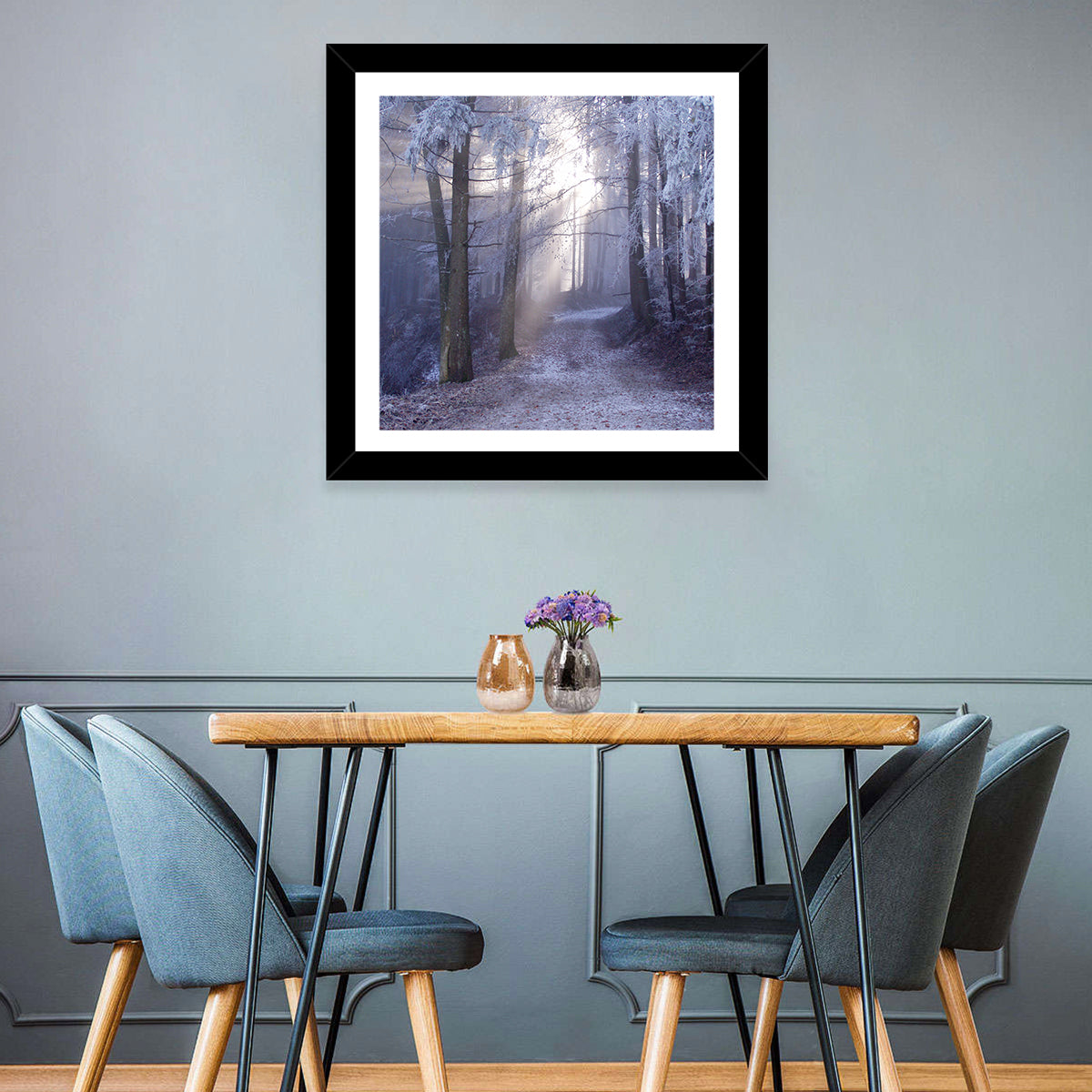 Frosted Forest Path at Dawn Wall Art