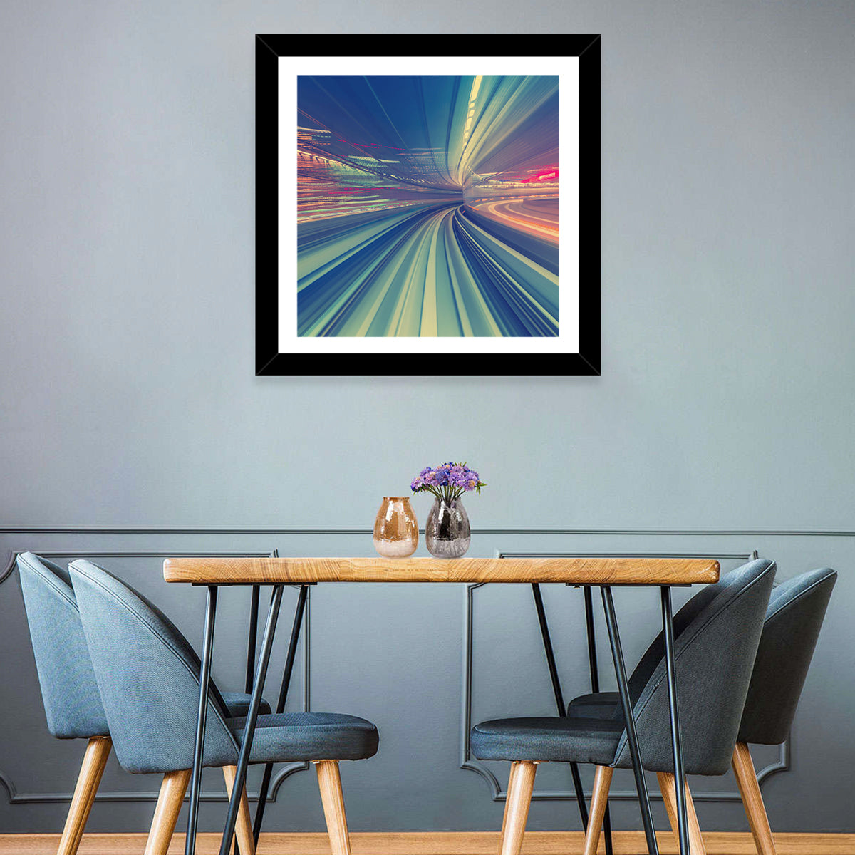 Monorail Night Light Trails Wall Art