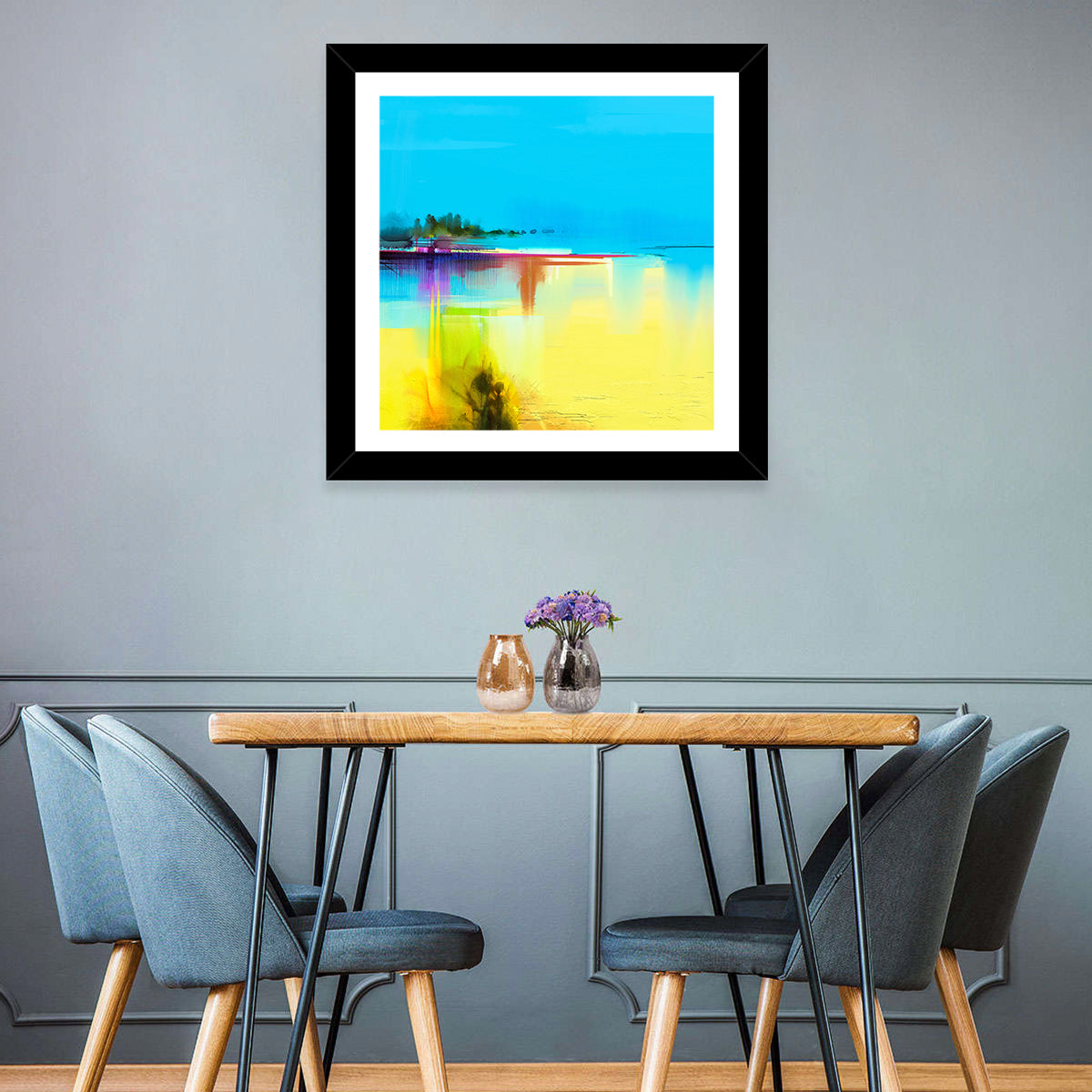 Sunlit Abstract Coastline in Spring Colors Wall Art