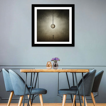 Suspended Pocket Watch in Rain Wall Art