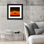 Airplane Landing at Sunset Wall Art