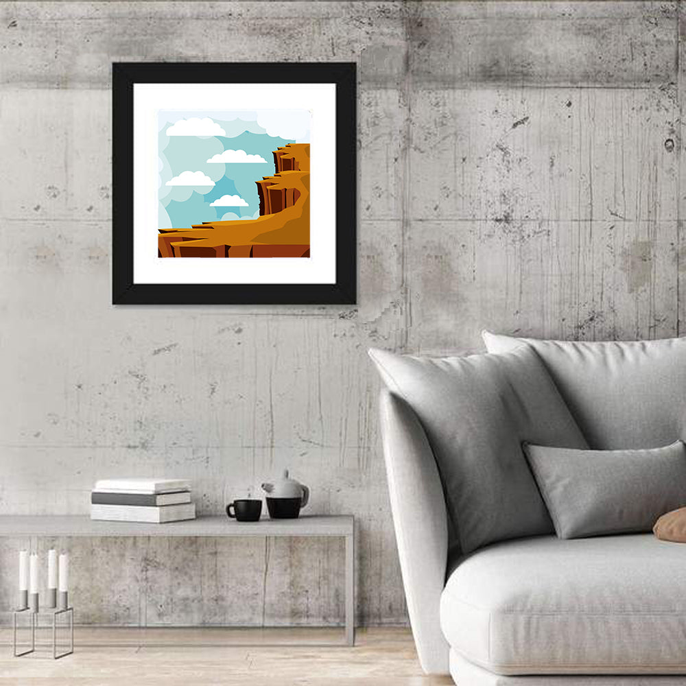 Minimalist Desert Cliffs Wall Art in a room, square