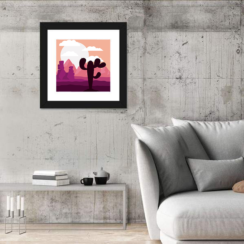 Saguaro Sunset Wall Art in a room, square