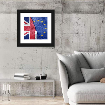 Divided Union Jack and Eu Flag Wall Art