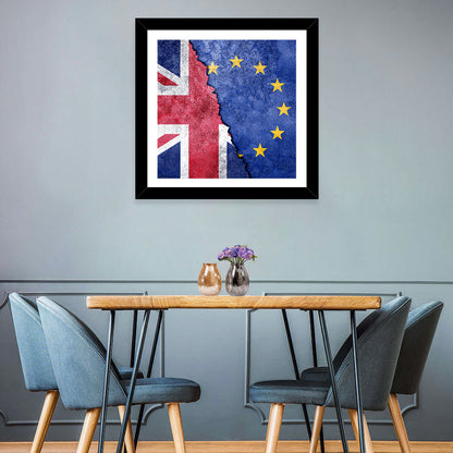 Divided Union Jack and Eu Flag Wall Art