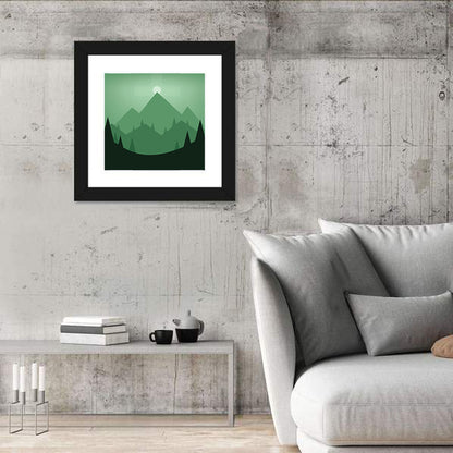 Geometric Mountain Sunset Illustration Wall Art