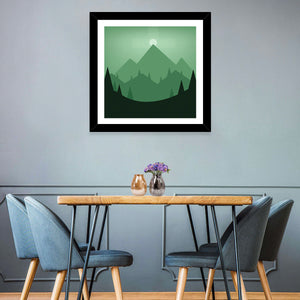 Mountains Sunset Illustration Wall Art