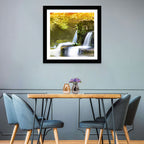 Sunlit Forest Waterfall Wall Art