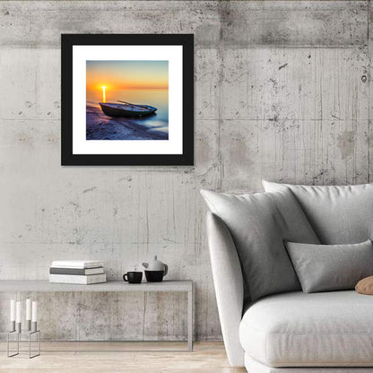 Rowboat Sunrise Seascape Wall Art