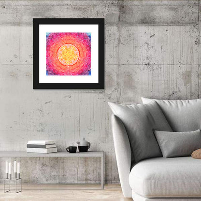 Watercolor Lace Mandala in Pink and Gold Wall Art